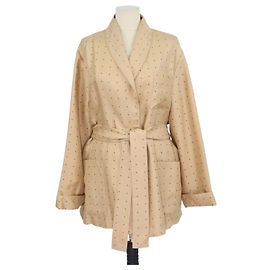 Loro Piana Roxanne Gürtellobe aus brauner Seide mit Polka Dots