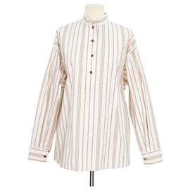 Loro Piana Valerie Langarmshirt aus gestreifter Baumwolle in Creme
