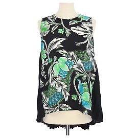 Blusa senza maniche Silvie in crepe con stampa floreale multicolore nera Diane Von Furstenberg