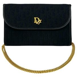 Bolsa de ombro Christian Dior Vintage em lona Trotter e couro com ferragens de logo