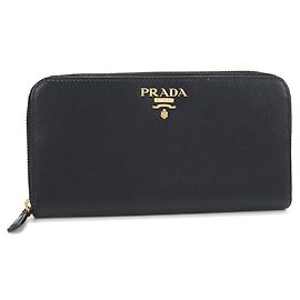Portafoglio lungo Prada in pelle nera