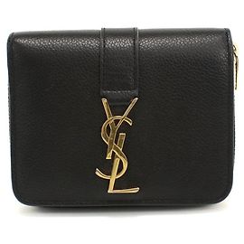 Autre Marque Saint Laurent Bi-fold Geldbörse aus schwarzem Leder