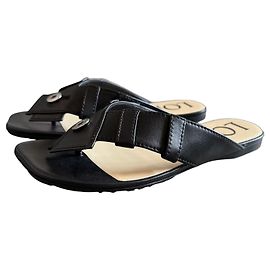 Sandales Loewe en cuir noir à orteils