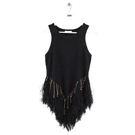 Top senza maniche in lino nero Paco Rabanne