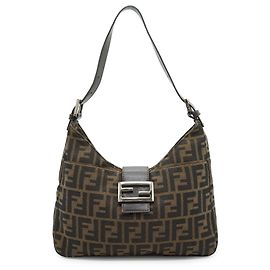 Fendi Bolsa de ombro hobo em lona monograma Zucca castanha