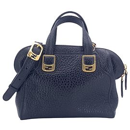 Fendi Borsa Chameleon in pelle martellata nera con tracolla