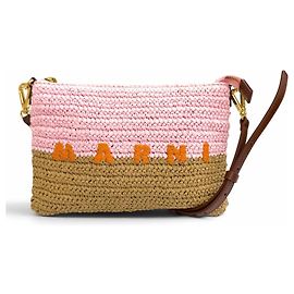 Marni Seaside Bicolor Schultertasche aus Leder und Raffia