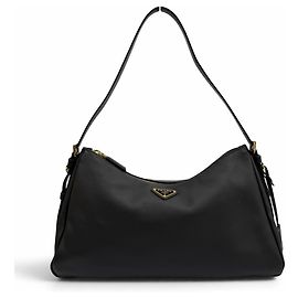Bolsa de Ombro Prada Aimé Large em Couro Grão Macio