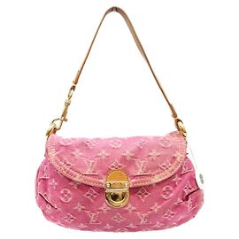Louis Vuitton Monogram Denim Fuchsia Pink Mini Pleaty Shoulder Bag
