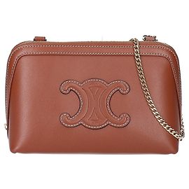 Céline Bolsa de Ombro Clutch com Corrente em Pele de Bezerro Lisa Celine