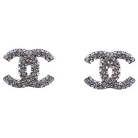 Pendientes Chanel de strass plateados