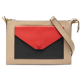 Céline Celine Beige Tricolor Leather Pocket Envelope Zip Crossbody