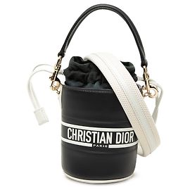Autre Marque Borsa secchiello Dior Vibe in micro pelle di vitello blu con coulisse