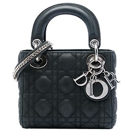 Autre Marque Dior Black Mini Iridescent Lambskin Cannage Lady Dior