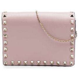 Valentino Rockstud Chain Pouch aus rosa Leder