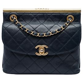 Chanel Blue CC Bicolor Quilted Calfskin Double Sided Flap