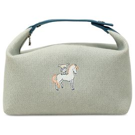 Hermès Blue Large Toile Bride A Brac Cabriole Case
