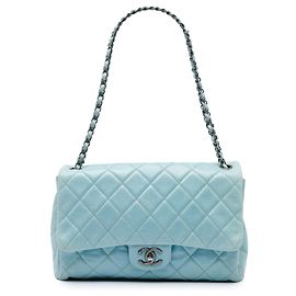 Chanel Blue Large Quilted Aged Calfskin Coco Soft Flap
