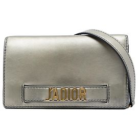 Autre Marque Clutch JAdior Dior in vitello metallizzato argento con catena
