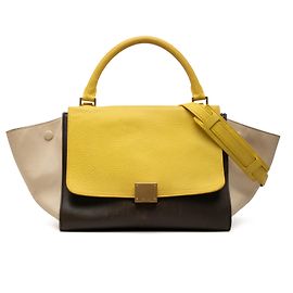 Céline Celine Brown Medium Tricolor Leather Trapeze Satchel
