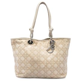 Autre Marque Dior Cherie Shopper Tote Large aus beigem Canvas mit Cannage-Print