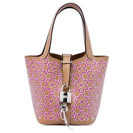 Hermès Brown Micro Swift Lucky Daisy Picotin Lock 14