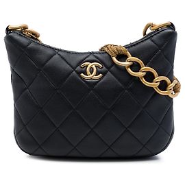 Chanel Black Paris Dakar Quilted Lambskin Mixed Chain Hobo