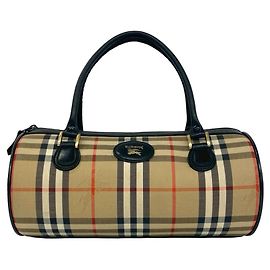 Borsa Boston Burberry Beige Haymarket Check Canvas