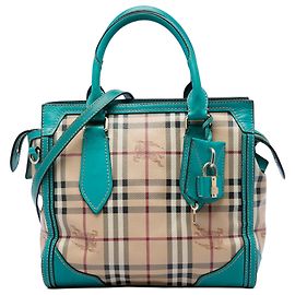Borsa Tote Burberry Beige Small Haymarket Check Coated Canvas Honeywood