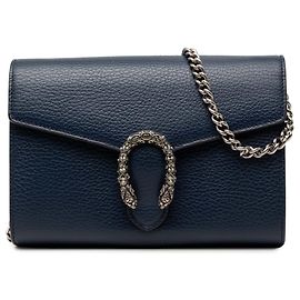 Portafoglio Dionysus con catena Gucci in pelle di vitello blu