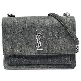 Autre Marque Saint Laurent Gray Medium Denim Monogram Sunset Crossbody