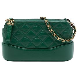 Clutch Gabrielle Double Zip con Catena in Vitello Invecchiato Verde Chanel