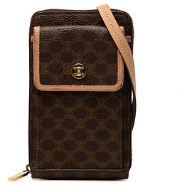 Céline Cartera Celine Brown Macadam de lona revestida con correa
