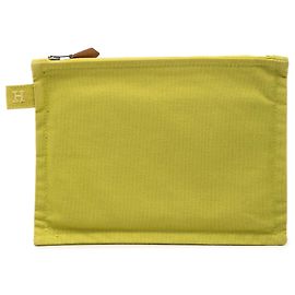 Pochette zippée Hermès Green Toile Bora Bora PM