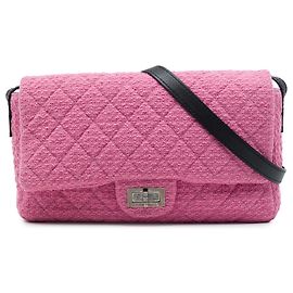 Chanel Pink Jumbo Quilted Tweed Reissue 2.55 Easy Messenger Flap