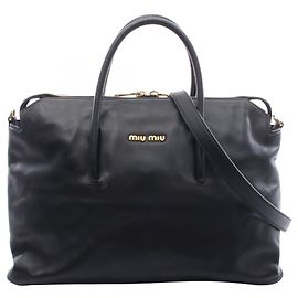 Bolsa 2-Way Miu Miu em couro preto