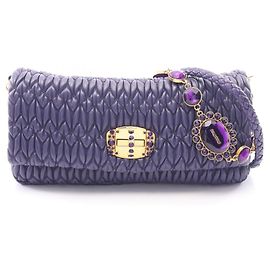 Bolso de mano Miu Miu Matelassé de piel púrpura