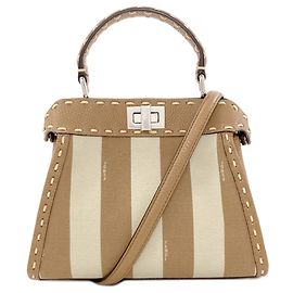 Fendi Peekaboo Mini Selleria Pecan Stripe Handtasche