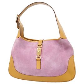 Borsa Gucci Jackie in scamosciato e pelle marrone e rosa