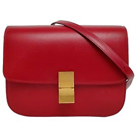 Céline Celine Classic Box Bag in Red Leather