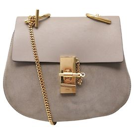 Chloé BORSA A MANO CHLOE DREW IN PELLE E CANGIANTE TAUPE BANDOULIERE LEATHER CROSSBODY BAG