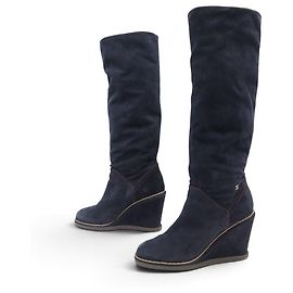 CHAUSSURES CHANEL BOTTES A TALONS COMPENSES G31259 38 DAIM BLEU DEER BOOTS