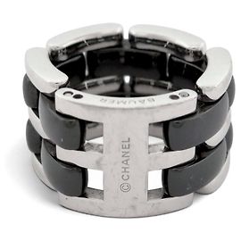 ANELLO CHANEL ULTRA GM J2641 T45 IN CERAMICA NERA & ORO BIANCO 18K