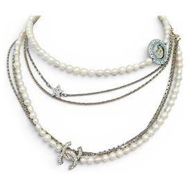 COLLANA CHANEL SAUTOIR LUNE STELLE LOGO CC STRASS PERLE 94CM