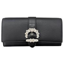 Portafoglio a spalla in pelle con tracolla a catena di strass Jimmy Choo