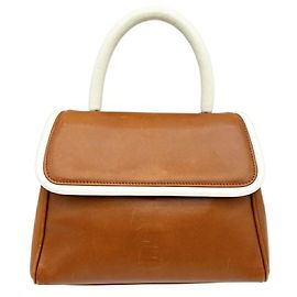 Fendi Handtasche aus braunem und weißem Leder