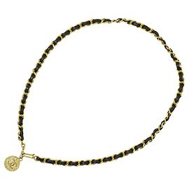 Cintura a catena con logo Chanel Vintage in metallo e pelle