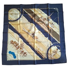 Hermès Grønland Seidentuch 90cm Marineblau