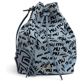Miu Miu MIUMIU 5RM008 Borsa a sacchetto in tela con logo e motivo uccello