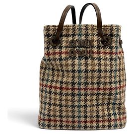 Miu Miu Schultertasche aus Hahnentritt-Tweed und Leder mit Logo